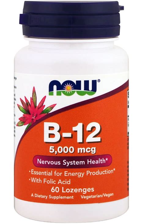 Now Vitamin B-12 5000 mcg+Folic, 60 таб. — купить по низкой цене