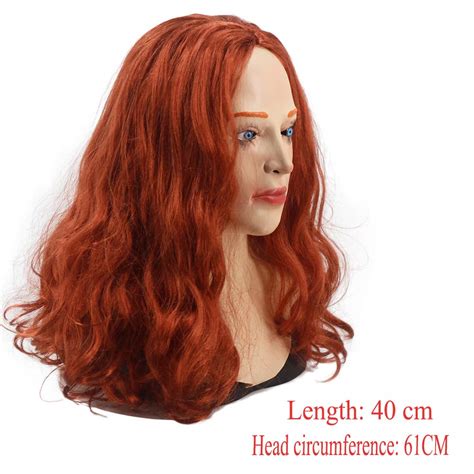 Realistic Scarlet Female Woman Face Halloween Latex Mask With Wig Lady ...