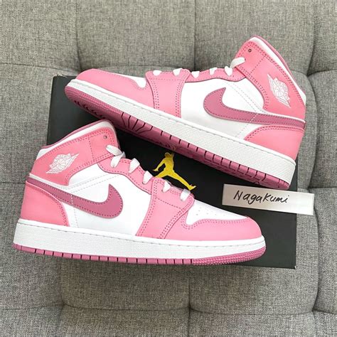 🌸 Nike air Jordan 1 Retro mid pastel pink white shoes in 2025 | Cute ...