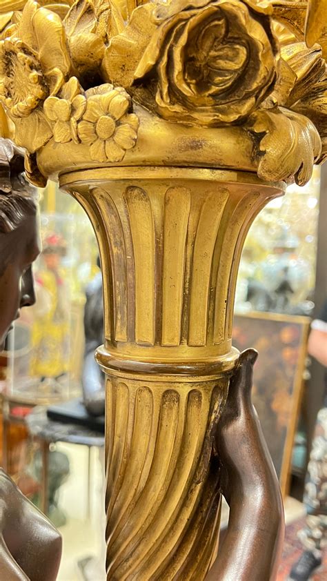 Very fine 19 century French Neoclassical Figurative Bronze Torchiere ...