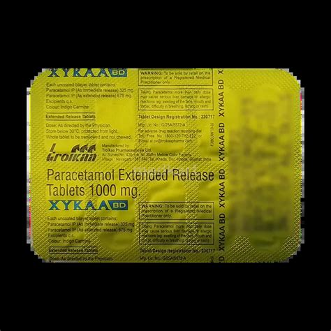 XYKAA BD 1000MG TABLET 10'S Price, Uses, Side Effects & Substitutes ...