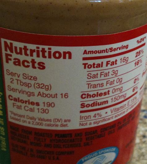 Peanut Butter Nutrition Label Jif at Cheryl Allison blog