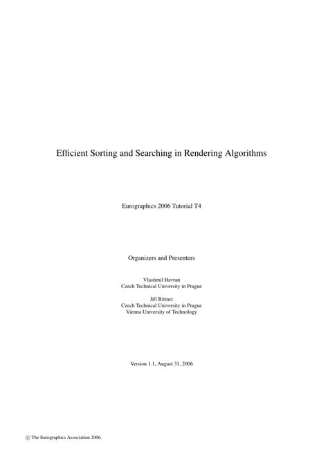 [PDF] - Efficient Sorting and Searching in Rendering Algorithms ...