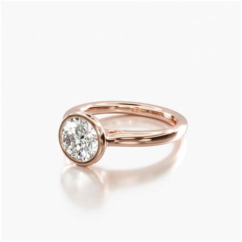14K Rose Gold Bezel Set Diamond Engagement Ring-17541r14