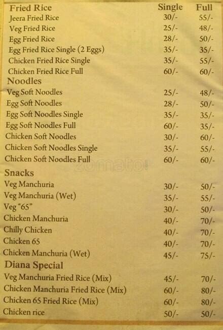 Menu at Kohinoor Food Court, Hyderabad