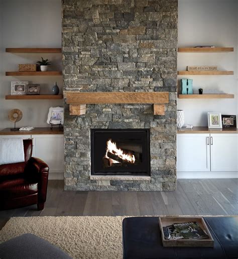 Stack Stone Fireplace 的图像结果