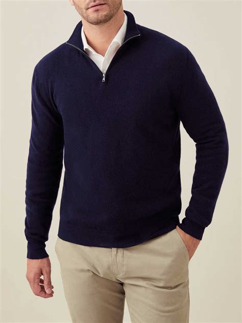 Midnight Blue 2-Ply Cashmere Zip-up | Mens business casual outfits ...