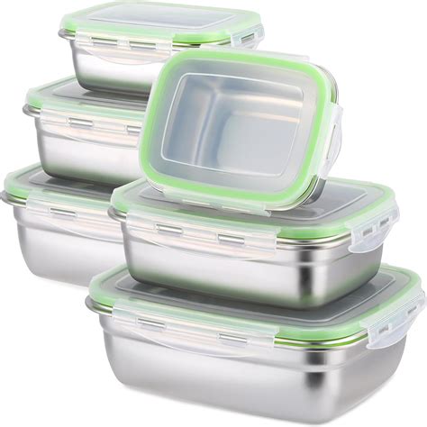 Amazon.com: Nuanchu 6 Packs Stainless Steel Food Storage Containers ...