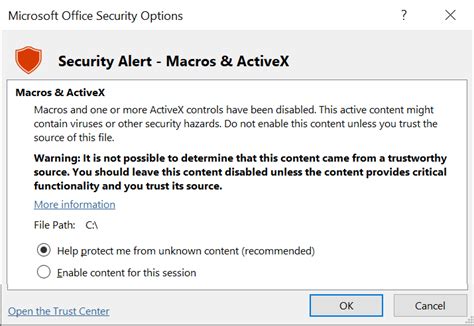 Image result for Excel Security Alerts for Invocation