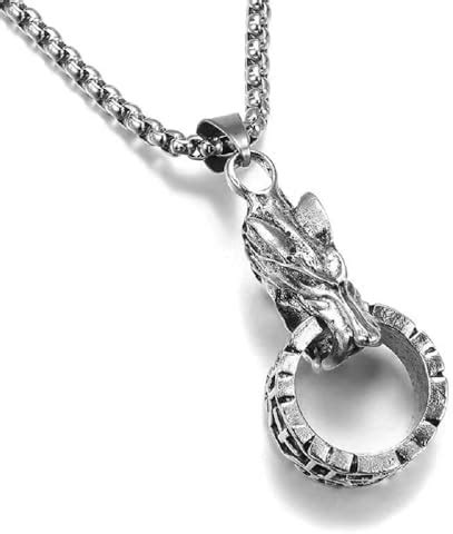 Buy University Trendz Stainless Steel Silver Dragon Ring Design Pendant ...