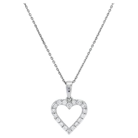 Natural Diamond 0.35 cts 18 Karat White Gold Heart Pendant Chain ...