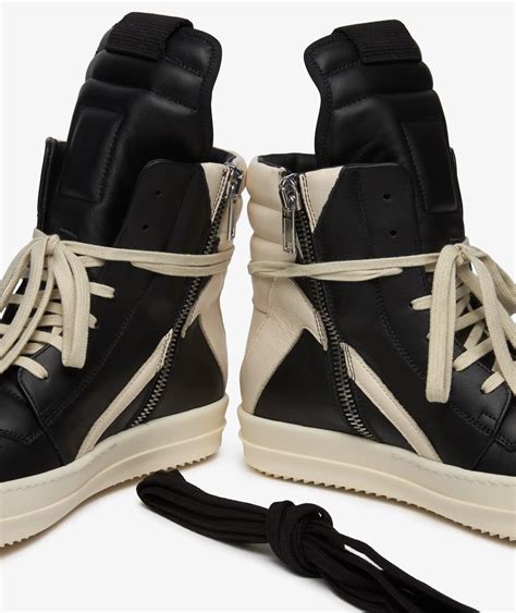 Rick Owens Geobasket Leather Shoes | Black & Milk | SVD