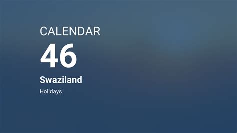 Year 46 Calendar - Swaziland