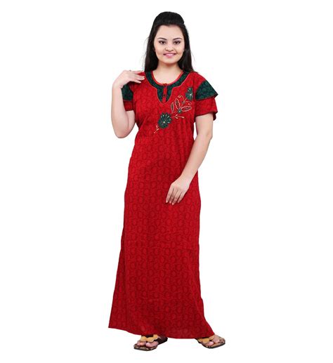 Buy TRUNDZ Fancy Cotton Nighty Full Length | Night Wear| Sleep Wear for ...
