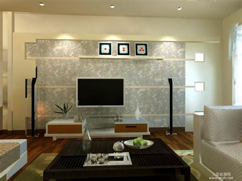简欧式客厅电视背景墙墙纸效果图-房天下装修效果图