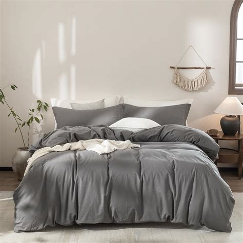 Amazon.com: Warm Moment 100% Washed Cotton Duvet Cover Super Queen Size ...