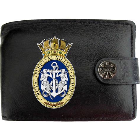 Klassekroyal Fleet Auxiliary Image Men Wallet Real Leather Cap Badge ...