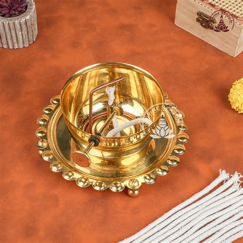 Brass Akhand Jyot Diya with Wick Lifting Screw Lever – Divine Season