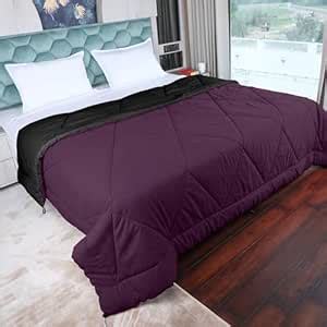 AVI Reversible Style Plain Black & Wine 200 GSM Microfiber Comforter ...