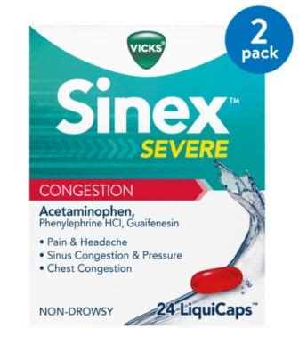 Buy 2 Pack Vicks Sinex Severe Congestion LiquiCap 24 Count Online at ...