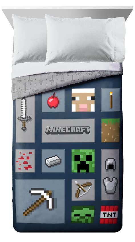 Minecraft Icons Adventure Kids 2-Piece Twin/Full Reversible Comforter ...