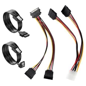 ZORBES® SATA Data Cable & 15 Pin Power Splitter Cable (4 Pack), 6.0 ...
