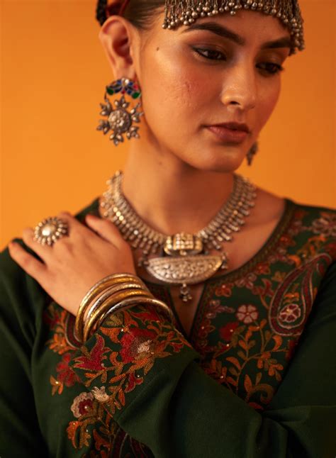 Sage Green Embroidered Woollen Kurti for Women – Lakshita