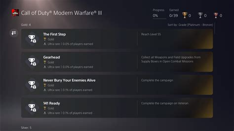 Call of Duty Modern Warfare 3 on PS5 Missing Platinum Trophy