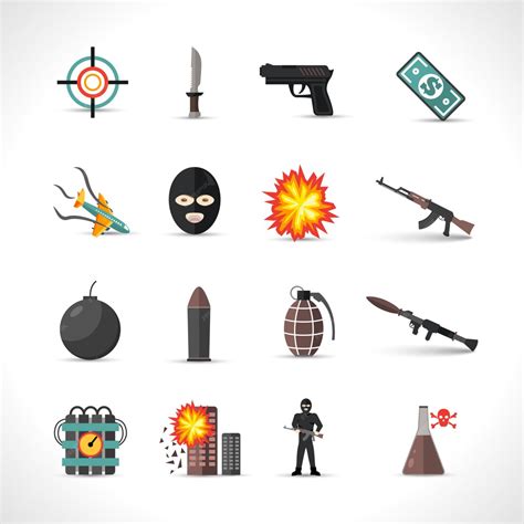Terrorism Icons Set | Vecteur Gratuite