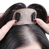 Women's Human Hair Toupees Front Neat Bang Hair Fake Fringe Clip in ...