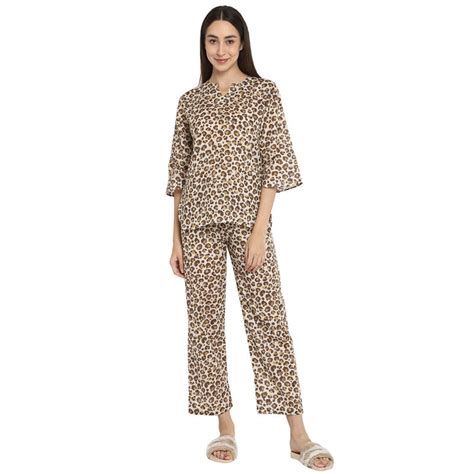 Buy Shopbloom Animal Print Round Neck Cotton Top with Pyjama (Set of 2 ...
