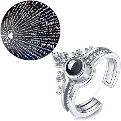 Buy 100 Language 1 Love ring. Lovers Queen Crown Rings for Couples ...