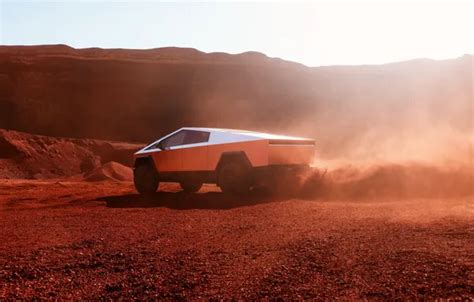 Download wallpaper dust, Tesla, pickup truck, 2023, Tesla Cybertruck ...