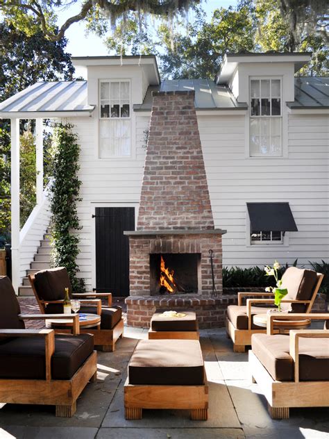 Simple Outdoor Brick Fireplace