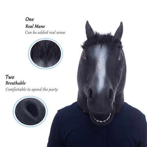 Molezu Horse Head Mask,Horse Mask Creepy Brown Horse Head Rubber Latex ...
