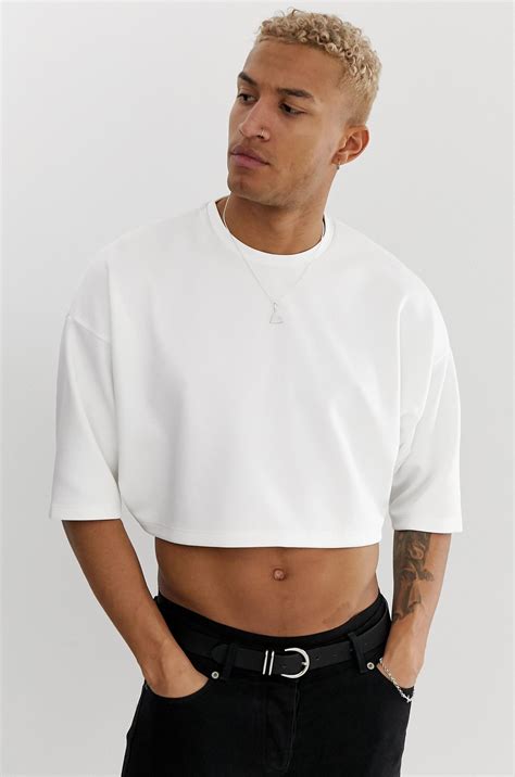 ASOS DESIGN oversized cropped t-shirt with half sleeve in scuba in ...