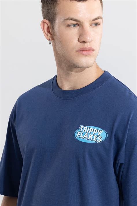 Buy Men's Trippy Flakes Blue Oversized T-Shirt Online | SNITCH