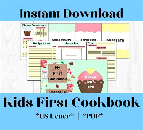 Kids Recipe Book, Printable Kids Cookbook,recipe Binder,kids Baking ...