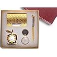 Lavanaya Silver 4 In 1 Gift Set With Table Clock, Metal Keychain, Card ...