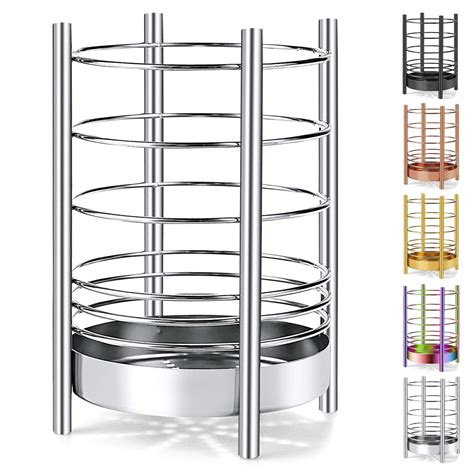 Just Houseware Stainless Steel Utensil Holder, Large Kitchen Organizer ...