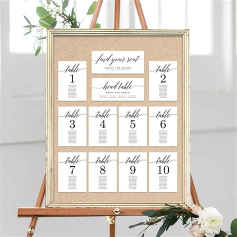 Wedding Seating Chart Template Printable