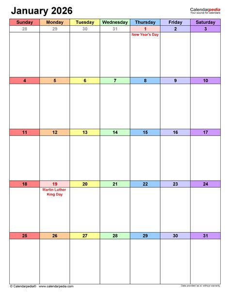 2026 January Calendar