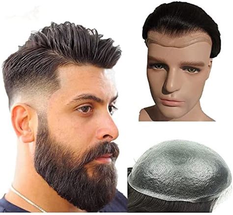TRESSED UP HAIR PU Skin Toupee for Men Human Hair Pieces for Mens 10x8 ...