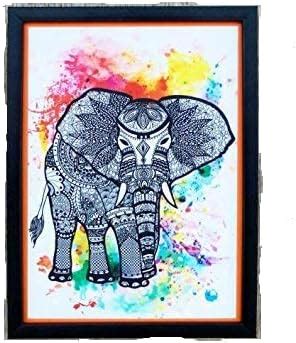 VLiving Digital A Doodle Elephant Print Wall Art, with Vibrant Water ...