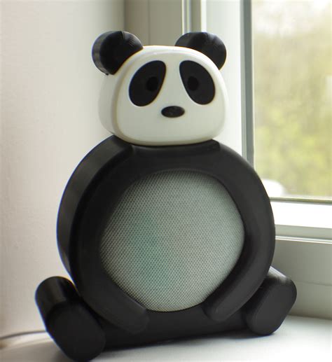 STL file Cute Funny Panda Google Home Stand | Black and White Animal ...