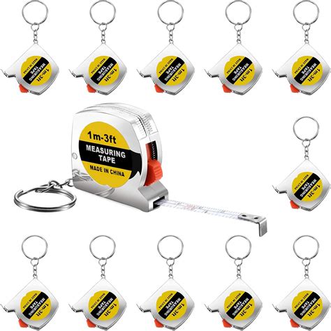 12 Pieces 1.5 Inch Tape Measure Keychains Functional Mini Tape Measures ...