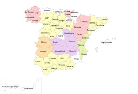 Provincias de España (listado y mapa) — Saber es práctico