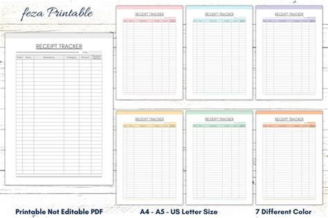 Printable Receipt Tracker Receipt Sheet Receipt Log - Etsy India