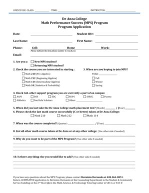 Mps De Anza - Fill Online, Printable, Fillable, Blank | pdfFiller