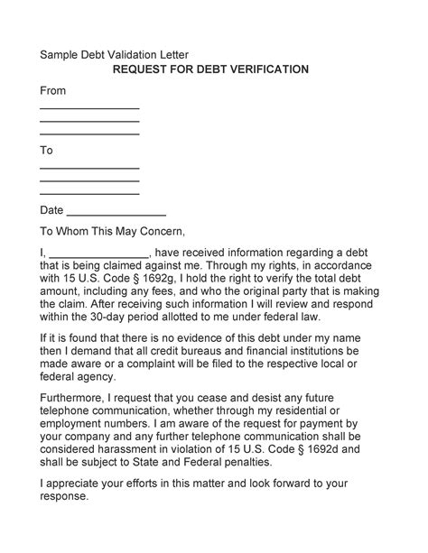 Debt Validation Letter Template - Ablebionics